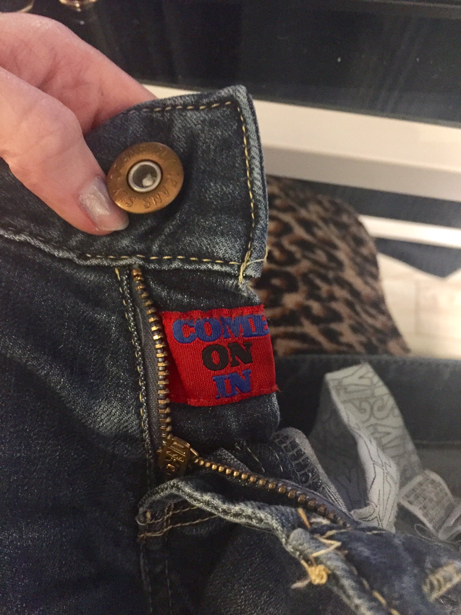 Jeans that say lucky cheap you