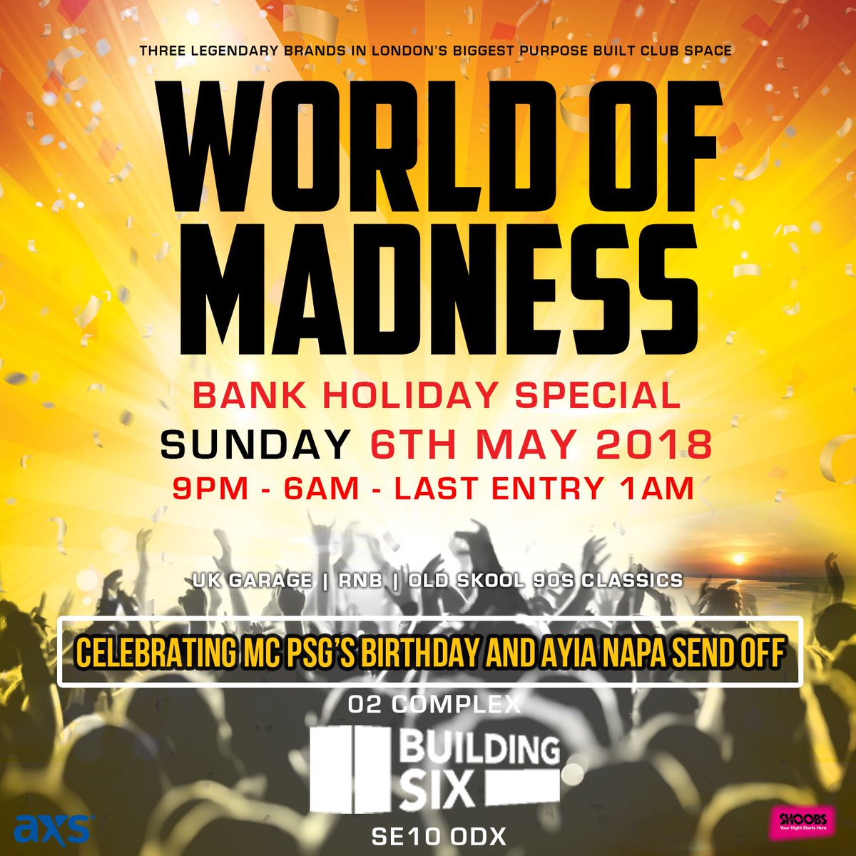 OFFICIALSOSOLID's tweet image. Tickets Here: bit.ly/Lodl-GD-Wom
Table Bookings: 07921339333
✨ BANK HOLIDAY SPECIAL ✨
Sunday 6th May 
“AYIA NAPA SEND OFF &amp;amp; PSGs BIRTHDAY CELEBRATION” At #BuildingSix @Garage_Delight @LandOfDaLegends #WorldOfMadness