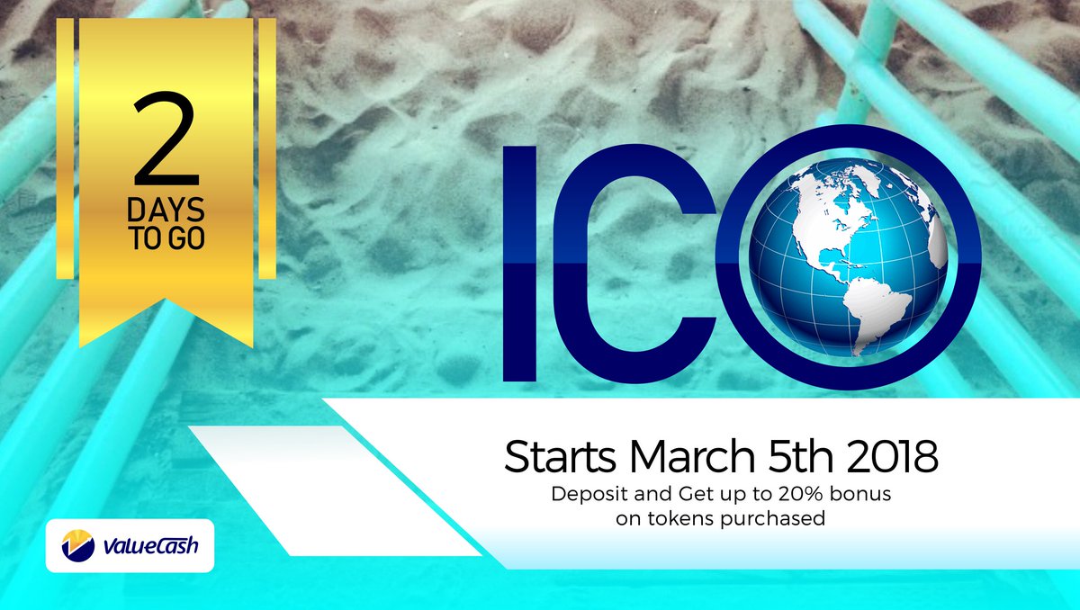 valuecashxvl's tweet photo. Less than 2 days to go!!!
2million tokens to be sold at $1 per token.
20% bonus for every token purchased at stage 1 of ICO.
Register, Deposit and get ready to make your purchase on March 5th, 2018.
https://t.co/JI6J4Iu2I6
#ValueCash #XVL #ZeroTxFee #PoTProtocol https://t.co/Y4dl7DkXN8