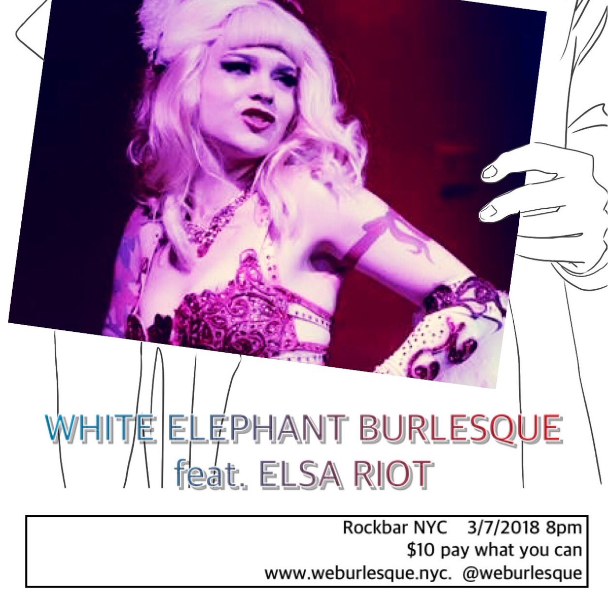 @elsa_riot of #BostonBurlesque #SmokeAndShadows joins #WhiteElephantBurlesque on March 7th @Rockbarny ... $10 pay what you can ... 8pm #burlesque #burlesqueshowgirl #neoburlesque #nycburlesque #gaynyc #nycgay