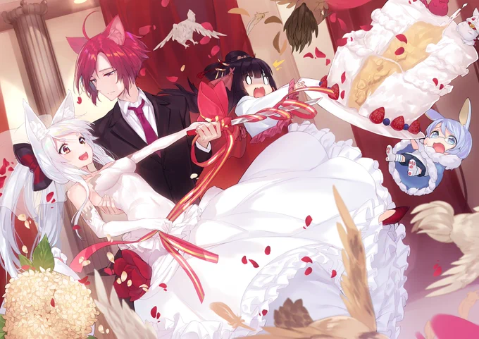 知人の結婚祝い用に描いたもの末永くお幸せにね 