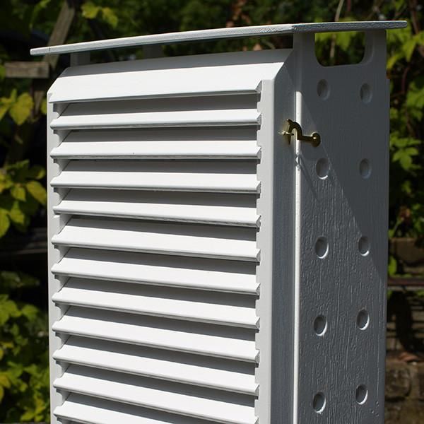 Metcheck's tweet photo. Did you know our best-selling @climemet instrument screen is back in stock? Designed to hold a u-tube maximum/minimum thermometer and a masons hygrometer: https://t.co/PxtwOyQl7n Ideal for #meteorological monitoring in your #garden at home #weatherwatching #instrumentscreen https://t.co/AAHJh6NmnA