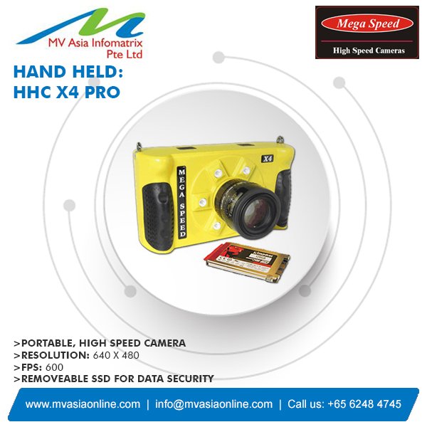 mvasiasingapore's tweet image. #Megaspeed #MVAsia
The #HHCX4 PRO is a portable #highspeed #camera.
#Resolution : 640 x 480
FPS : 600
Re-Moveable SSD for data security.
Know more - goo.gl/ujZXfK 
Email: info@mvasiaonline.com | Call Us: +65 62484745