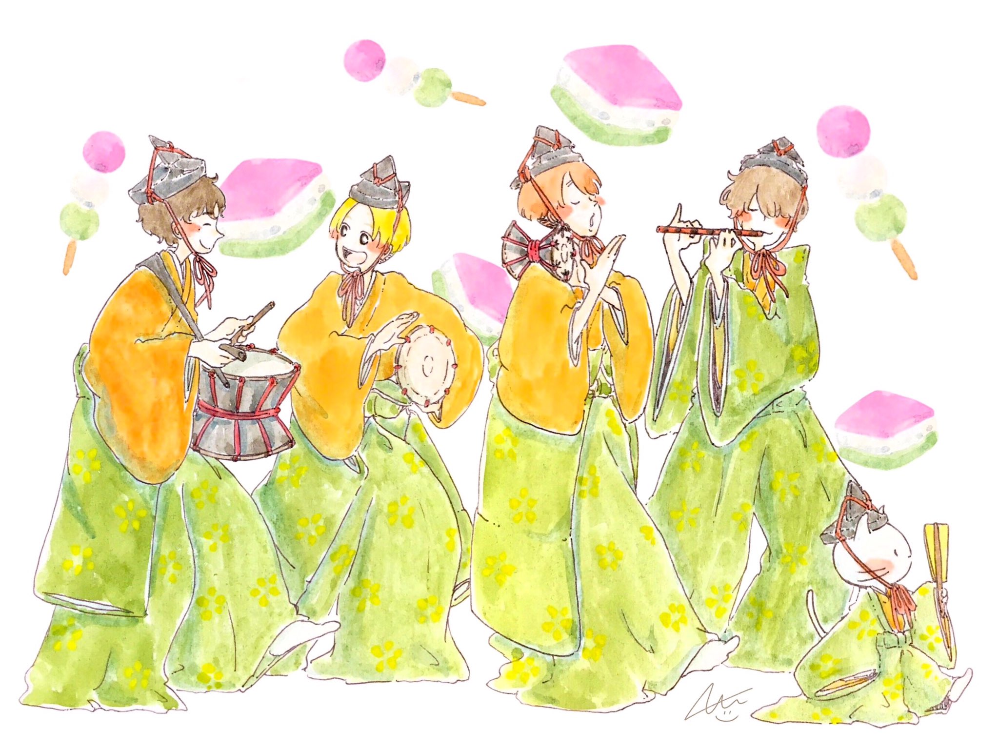 朝と海 五人ばやしの笛太鼓 Bumpofchicken ひなまつり