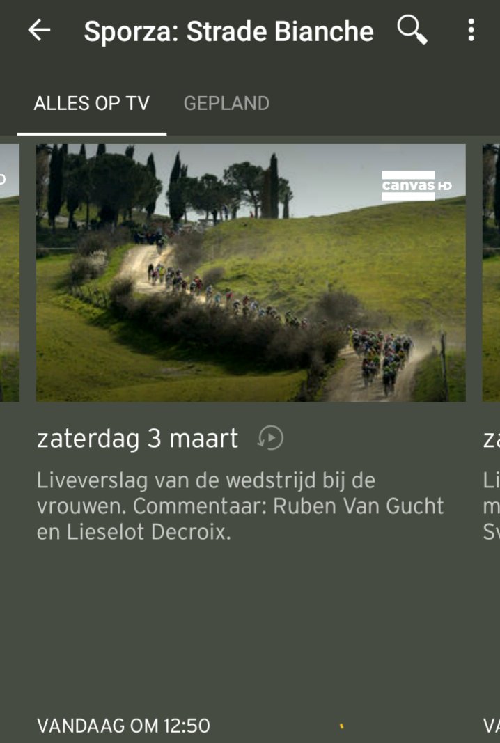 wtctempelhof's tweet photo. Deze middag @StradeBianche 
Vanaf 12u25 live op @een .
Vanaf 12u50 live op @canvastv 
@sporza met @rvangucht . https://t.co/J0wxxzIWk2