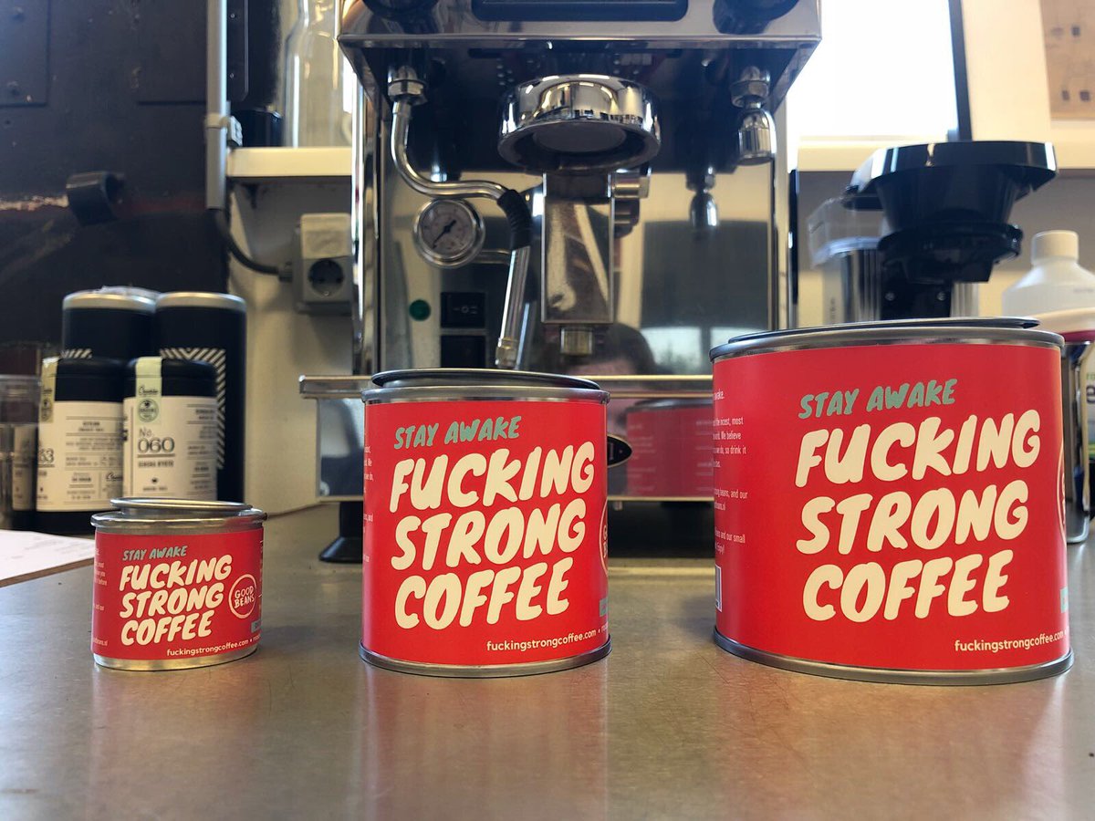 #coffee time our cans come in different sizes and ofcourse they are all f***ing strong fuckingstrongcoffee.amsterdam