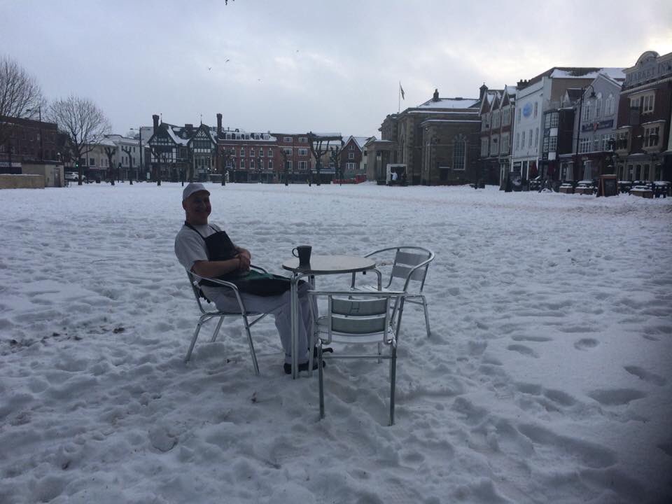 hendersonbakes's tweet photo. It’s lovely in Salisbury this morning, come in for breads pastries coffees lunch #Salisbury #snow https://t.co/yrgCtUeH52