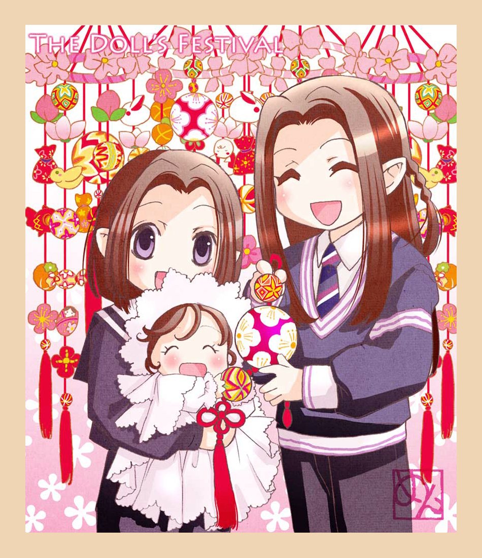 kaz_men's tweet photo. ひな祭り🎎…ということで過去絵ですが
パラレルワールドのベビーアレゼルとお兄ちゃんズです😊 https://t.co/313el7OTcz