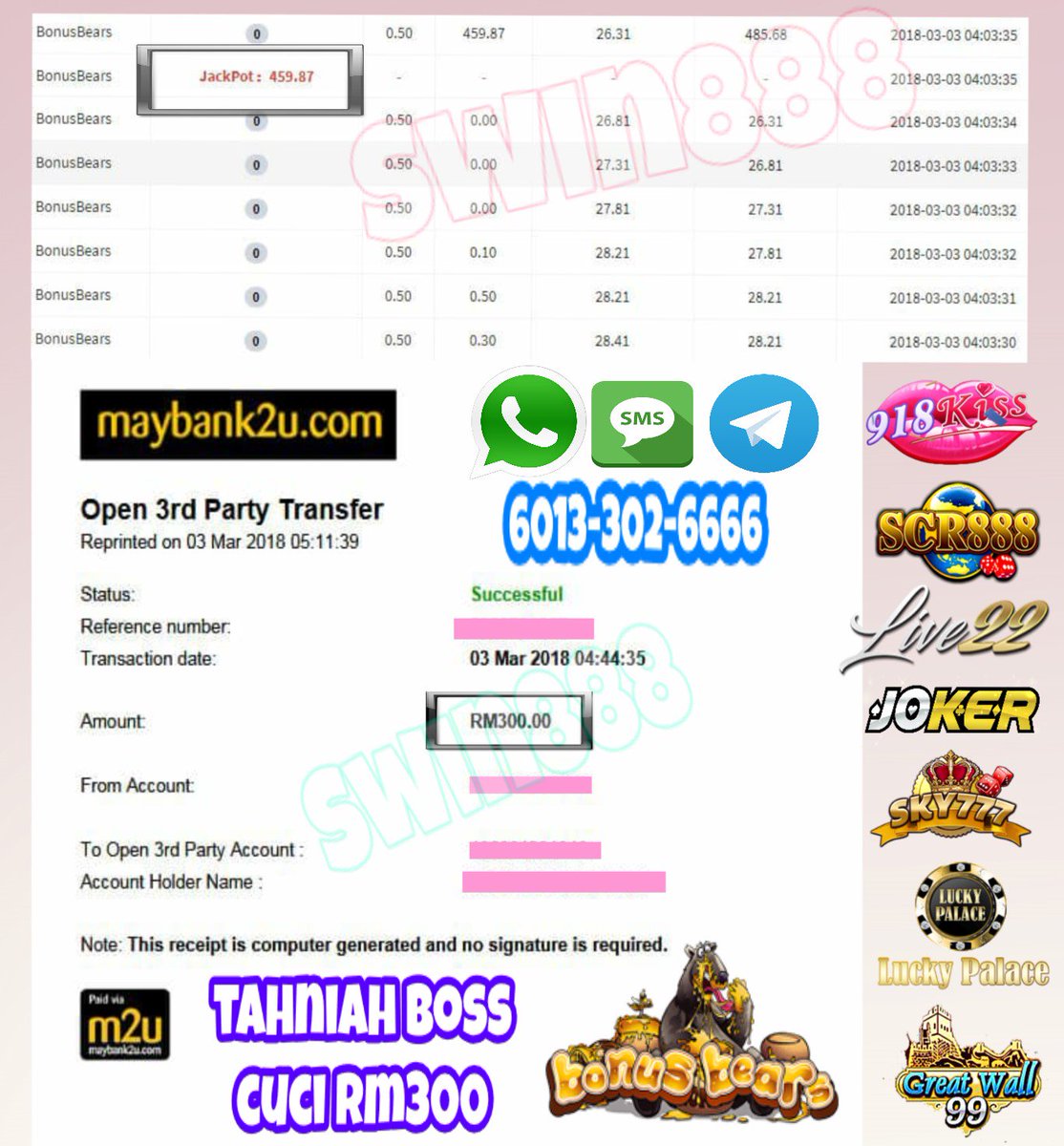 joeywei06's tweet photo. Whatsapp : https://t.co/y96E2lNGgf  
 SMS : 0133026666
⚠️ WELCOME BONUS 30%
⚠️ REFER BONUS 20%
⚠️ DAILY BONUS 10%
#KISS918 #joker123 #sky777 
#live22 #lpe88 #gw99 https://t.co/NYKHrCbKQS