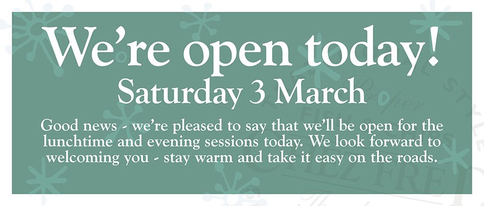 Thank you all for your understanding yesterday, back open as normal today x