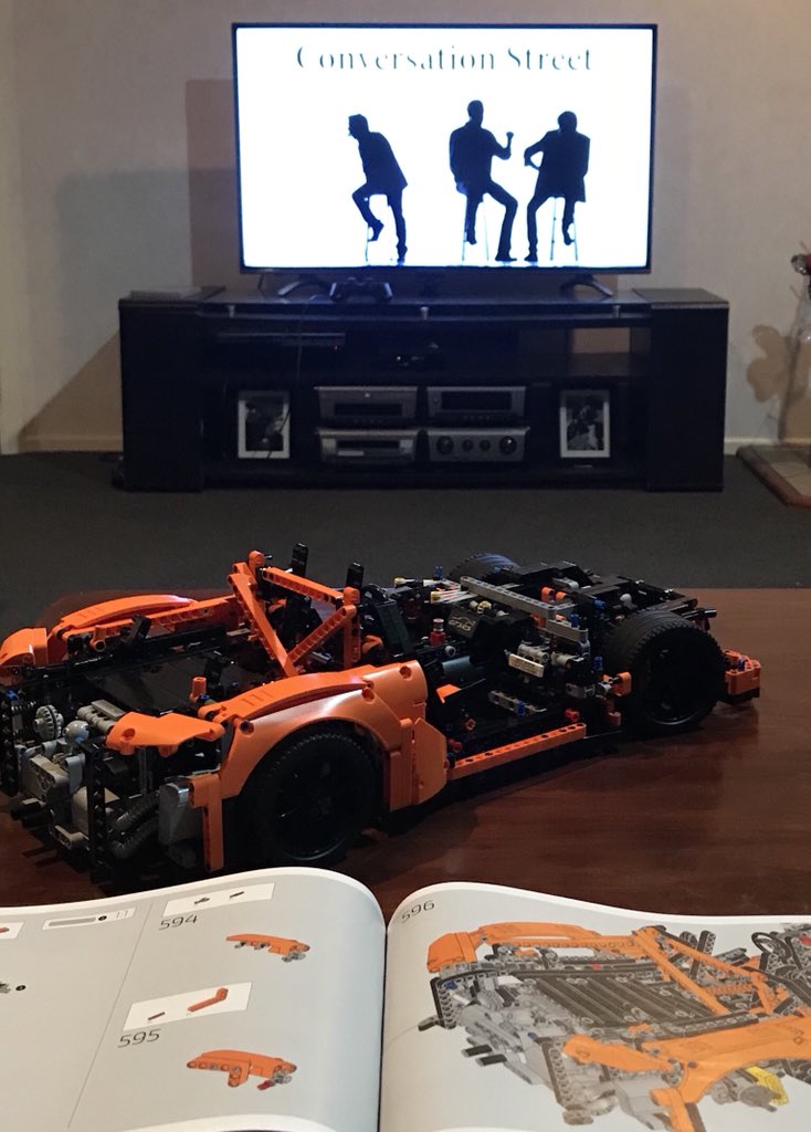 Watching <a href="/JeremyClarkson/">Jeremy Clarkson</a> <a href="/RichardHammond/">Richard Hammond</a> and that other guy called James May  <a href="/thegrandtour/">The Grand Tour</a> while building my <a href="/LEGO_Group/">LEGO</a> <a href="/Porsche/">Porsche</a> #priceless #lego #technic #TheGrandTour