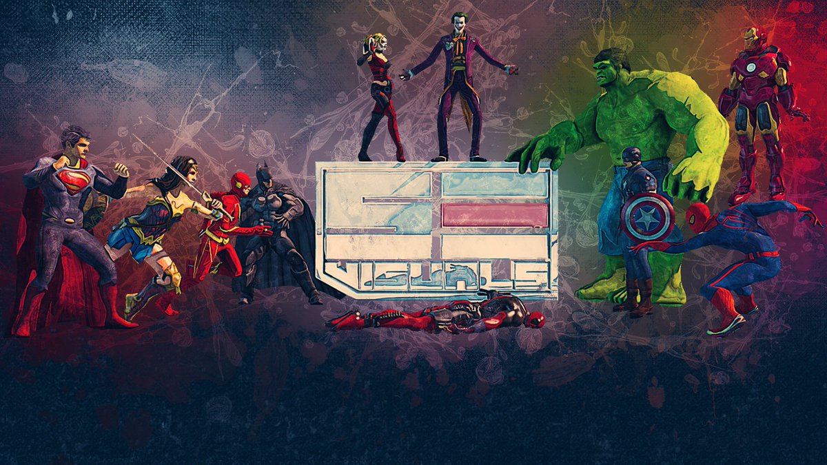 SeVisualsUK's tweet photo. Who's your money on? #dc #marvel #justiceleague #avengers #batman #superman #wonderwoman #theflash #thejoker #harleyquinn #hulk #captainamerica #spiderman #ironman #deadpool #sevisuals #graphicdesign #3dlogo #battle  #digitalpainting https://t.co/izLVUFPFus