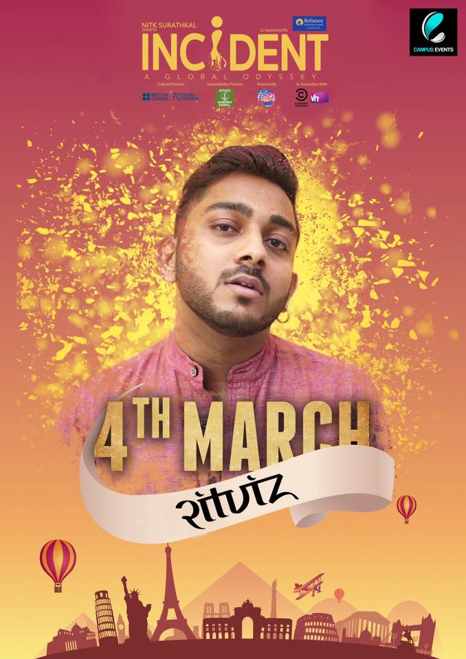 After an exceptional show by When Chai Met Toast and Itaca Band, we are going to reveal the final act of Incident, NITK Surathkal.
Prepare yourselves for EDM Night by <a href="/RITVIZ/">riti</a> and <a href="/ZaedenMusic/">Zaeden</a> on March 4 at 9pm.
#inci #Campus_Events_Private_Limited