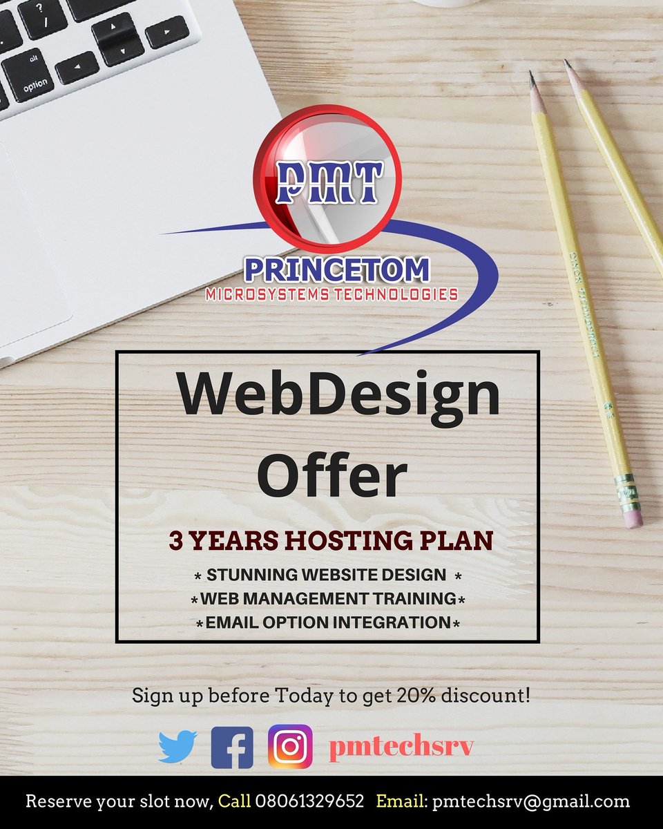 pmtechsrv's tweet photo. #MarchWebDesignOffer

At a Surprisingly Cheap Rate.

Are you game? 

#PersonalWebsite 
#EcommerceWebsite
#BlogWebsite 
#ChurchWebsite 
#CompanyWebsite
#SchoolWebsite 
#ositatochi #webdesign #webdesigner 
#pmtech https://t.co/K9h2qNIW57
