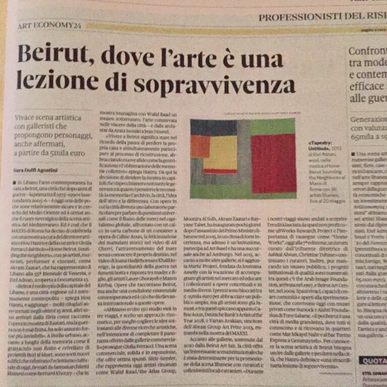 saradolfiago's tweet image. il mio articolo sulla scena artistica a #Beirut è in edicola su @24arteconomy #sole24ore. Con intervista a #Houhanru e #giuliaferracci sulla bella mostra al @Museo_MAXXI