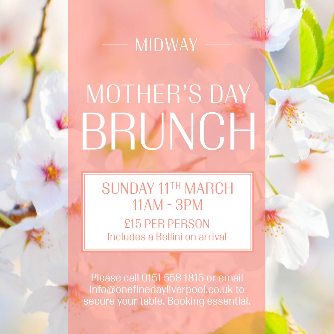 Treat the main lady in your life this Mother's Day! Indulge in a delicious brunch to the live soulful soundtrack of the incredible singer-pianist @victoria_sharpe £15pp // Includes a Bellini on arrival. Please call 0151 558 1815 or email info@onefinedayliverpool.co.uk to book.