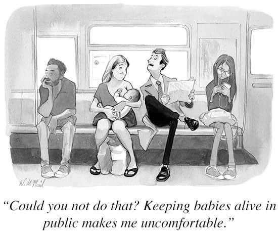 ruchikokcha's tweet photo. A cartoon by Will McPhail. Via @NewYorker 
#breastfeeding #BreastfeedingControversy #breastfeedinginpublic https://t.co/3nPyqMxCuo