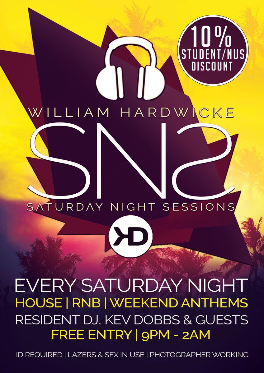 It’s Saturday night, it’s Party Night at the William Hardwicke!!!
Join us for Cocktails from 6pm
DJ Kev Dobbs on the decks from 8pm 
Open until 2am!! 
FREE ENTRY