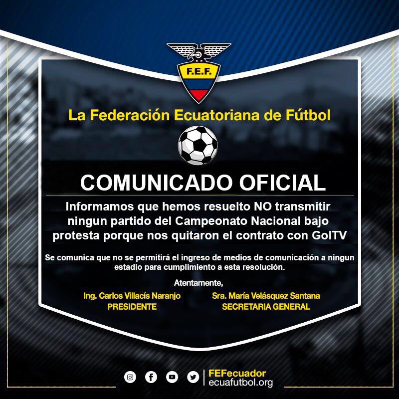 Maricukyta's tweet photo. O sea que por la incompetencia de #Villacis y por no dejarles amarrar el negociado, no transmitirán el Fútbol?, que tal si primero señores imbéciles de la @FEFecuador aprenden a escribir un PUTO comunicado. https://t.co/P282TrnECU