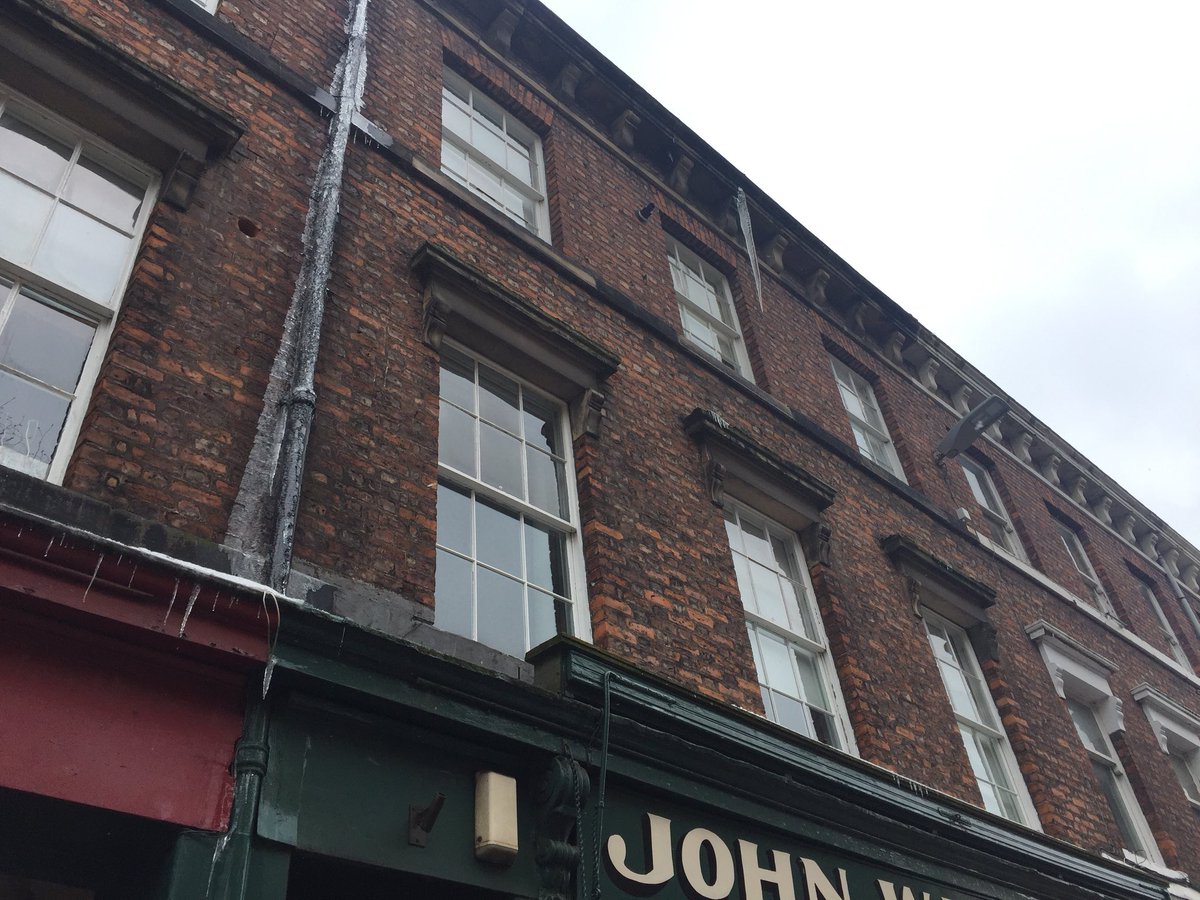 Watch out if walking on Bank Street in Carlisle. This 4ft icicle will fall at some point and could kill someone. A bit just fell off and made us look up.