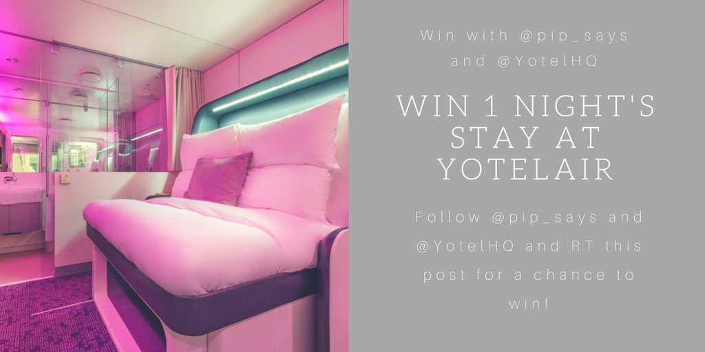 #Travel fans, it's #competition time! Do you want to #win one night's stay at a funky <a href="/YotelHQ/">YOTEL</a> #airport cabin before your flight?

To enter, simply follow me <a href="/pip_says/">Portia Jones</a> &amp; <a href="/YotelHQ/">YOTEL</a> on Twitter &amp; RT this competition tweet! Closes Mar 22nd

Details: bit.ly/WinYotel 

#RT #blog