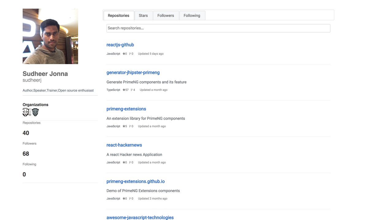 SudheerJonna's tweet image. The Reactjs-Github project is created to view Github details of particular user. Available at github.com/sudheerj/react… 
#reactjs #primereact #axios