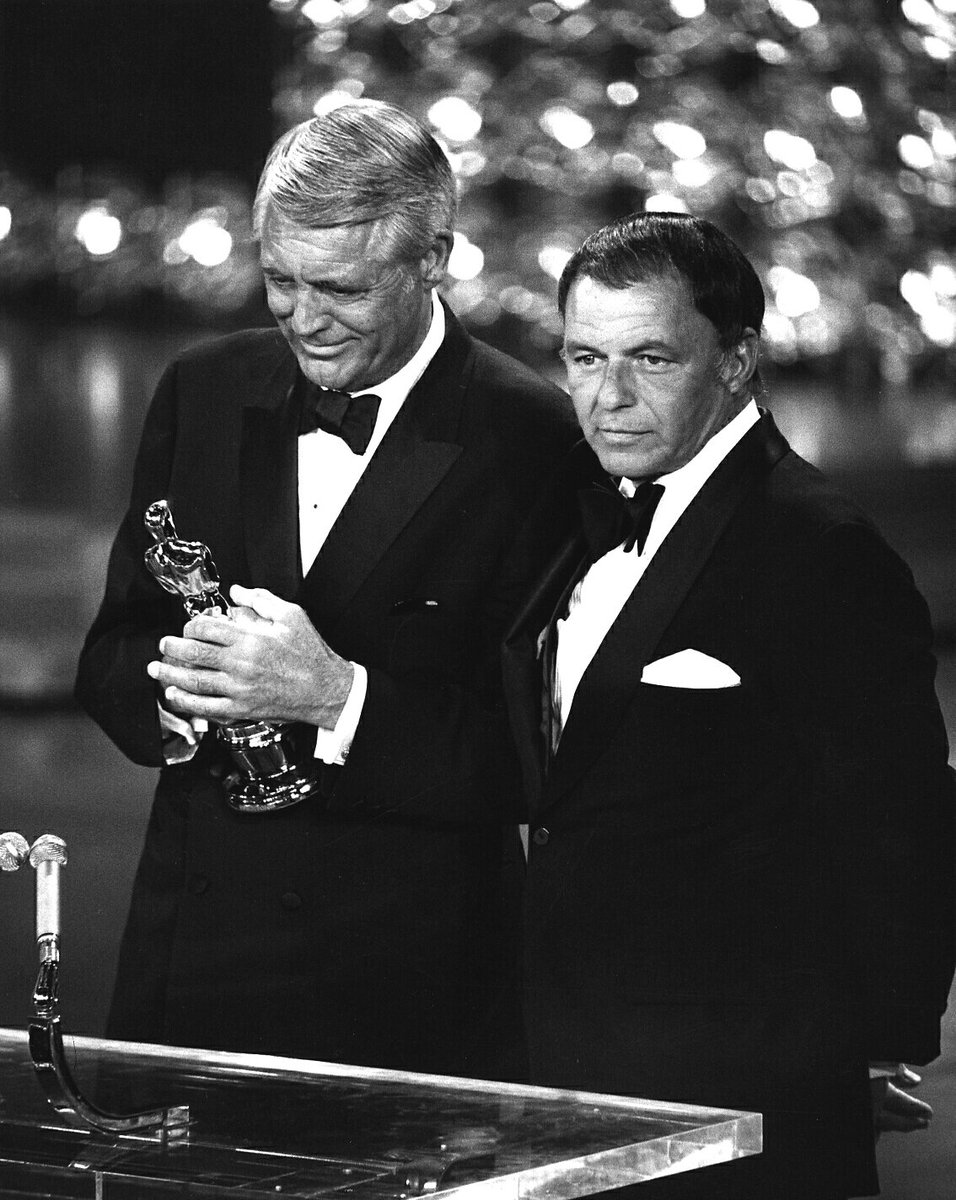 Cary Grant accepts honorary Oscar from Frank Sinatra at the 42nd Academy Awards. #31DaysOfOscar #Oscars