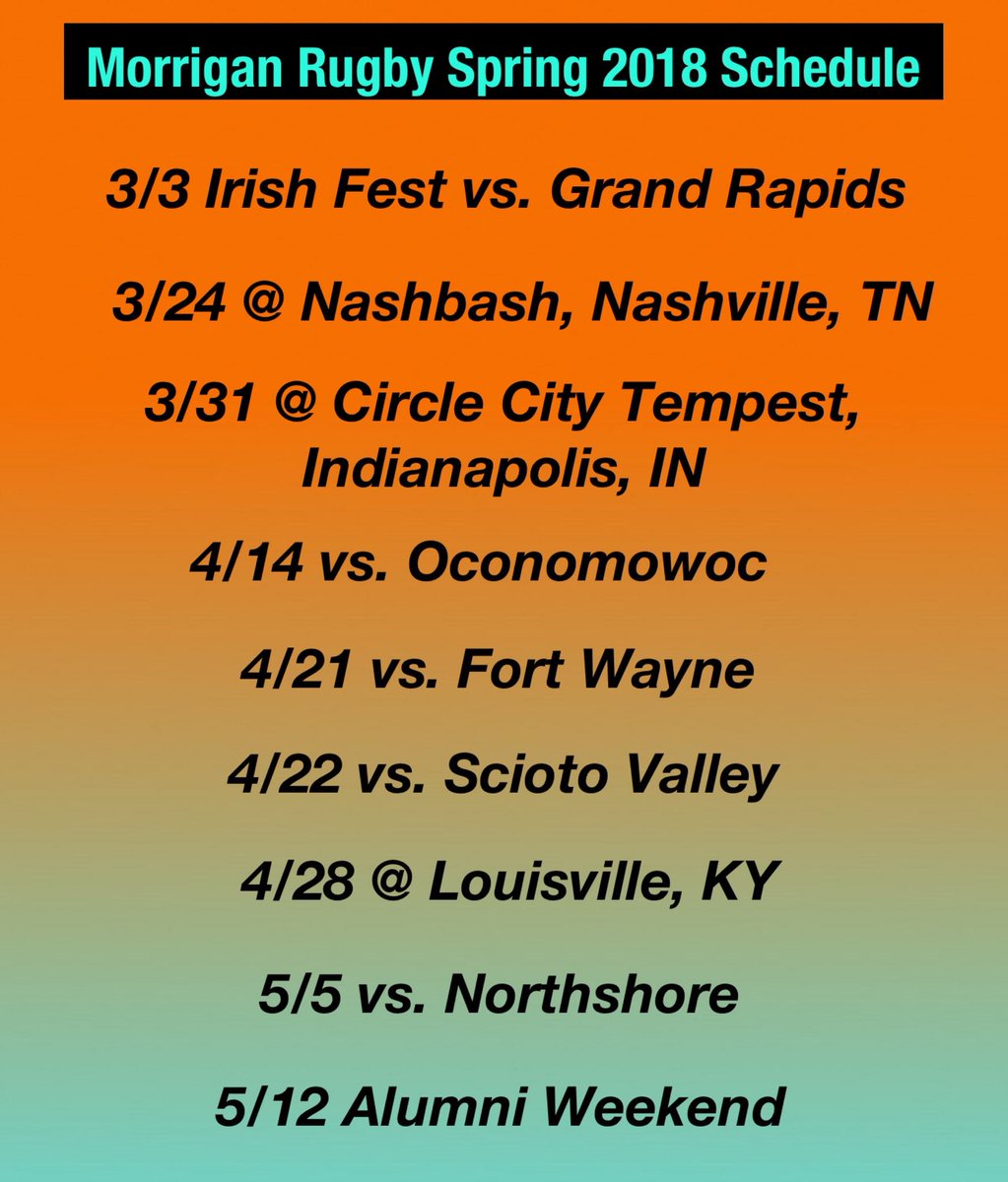 MorriganRugby's tweet photo. The Morrigans kick off their spring season today in Manhattan!!!! If you can’t make it out today, here’s where you can catch us the rest of this spring! #rugby #saturdaysarugbyday https://t.co/oRKr9xIMHG