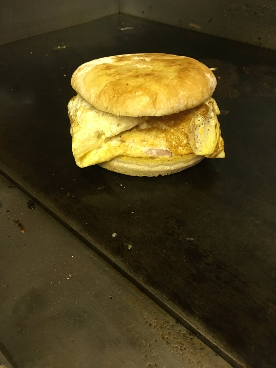 Scott_Tones's tweet photo. Name it &amp; have one for free!
Egg on the grill spread out into an omelette shape. Bacon sausage &amp; ketchup cooked &amp; wrapped in the egg. Toasted bap on the grill. Name it for us &amp; we’ll pop it on the menu :) #cccoffee https://t.co/X3ytIUH8ef