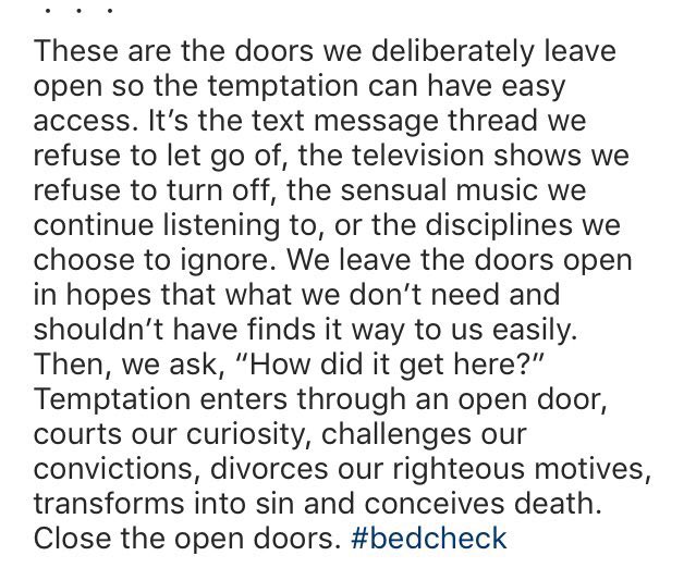 FaithTales93's tweet image. This is such a good point from @GodlyDating101. How many OPEN DOORS do we ignore? There's so many ways we make things harder for ourselves. #bedcheck