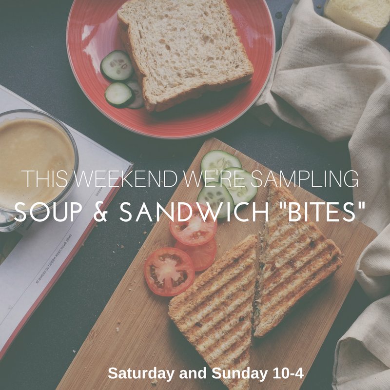 FCCM1856's tweet image. Soup’s on! Join us today and tomorrow to sample our soup and sandwich bites featuring our very own Mill-made spreads. bit.ly/2FelymD  #FlyCreekCiderMill #soup #sandwich #tastethis