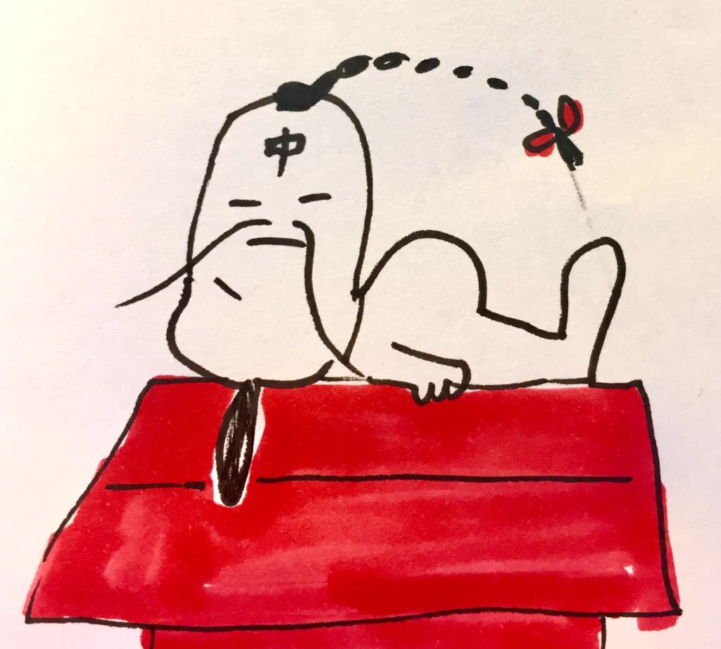 発想の勝利ｗ屋根の上で寝ているスヌーピーに落書きするとラーメンマンになるｗｗｗ