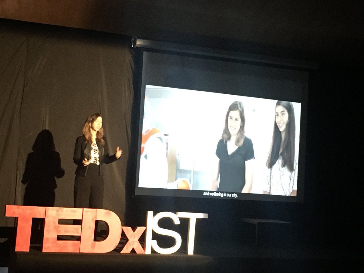 proud for my wife Ana Paiva giving TEDx talk on social robotics. Daughter up on the screen too!