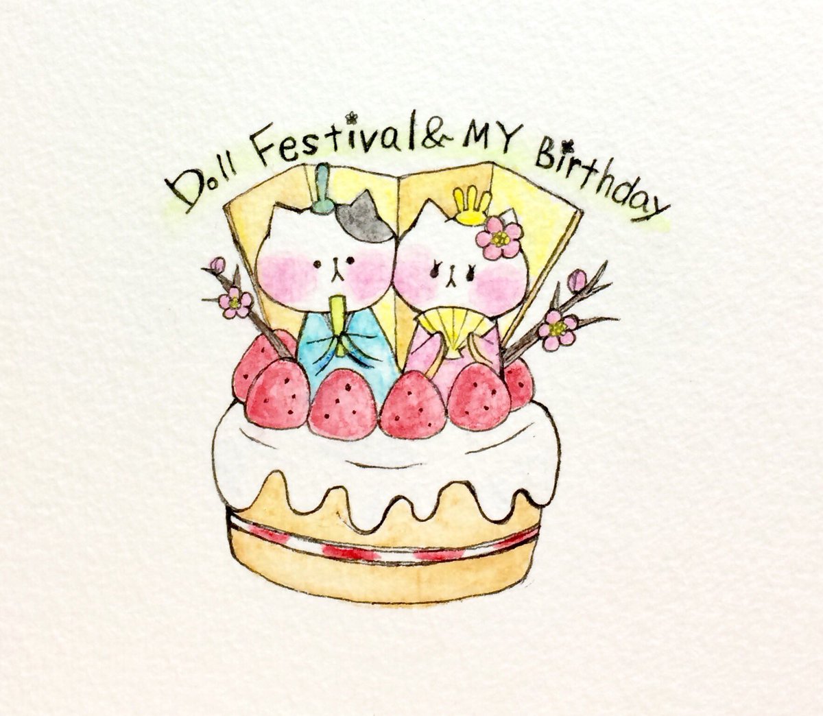 おこにゃん On Twitter ひな祭り 誕生日 ひな祭り 誕生日 3月3日 ケーキ 猫 ネコ ねこ イラスト 可愛い 手描き 癒し 絵描きさんと繋がりたい イラスト好きな人と繋がりたい Cats