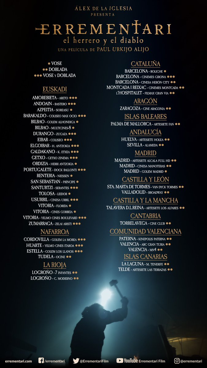 maria_vidal's tweet photo. Sesión de cine en el Alameda Multicines @cineciudad con @Alk_Brito: @ErrementariFilm, de @PaulUrkijo. Si tenéis la oportunidad de verla, no os la perdáis. 👏@esagardoy @alexdelaIglesia @acapipola @pokeepsie_films 
Os dejo el listado de cines en los que se proyecta. #cine2018 🎬🎬 https://t.co/PKBDpwoeCk