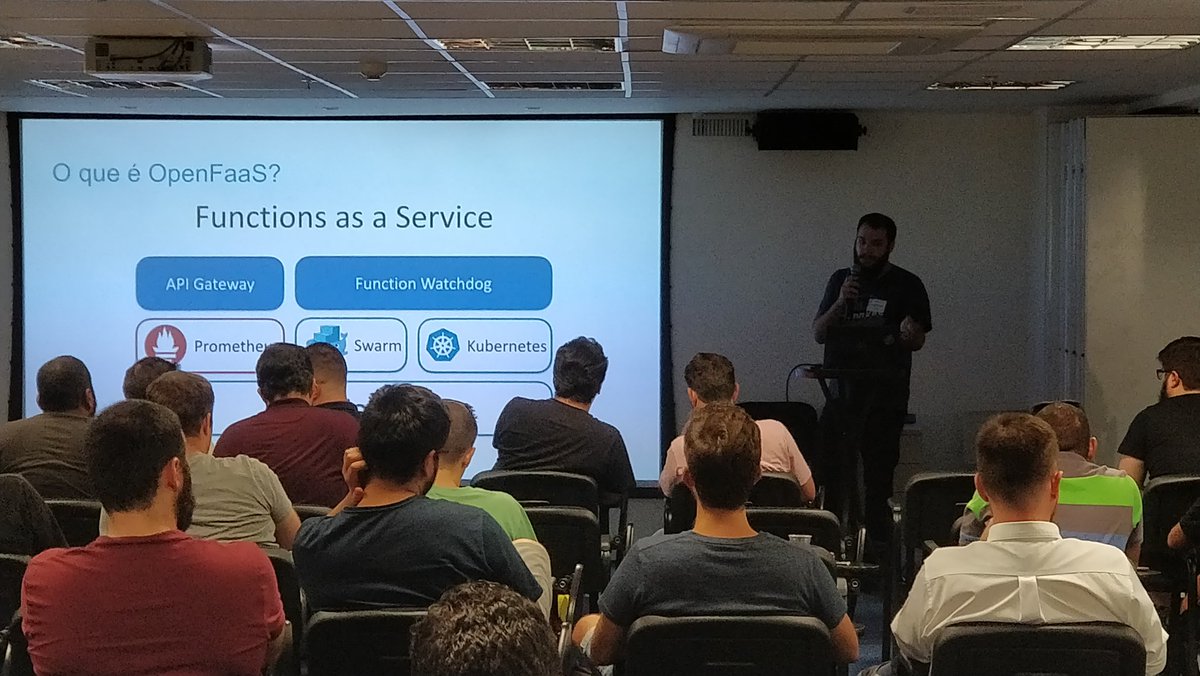 devopsFloripa's tweet photo. #OpenFaaS com Lucas da @SocialBaseBR. Apresentando uma demo no Meetup #devopsfloripa #DevOps #Floripa https://t.co/M4c4rQylew