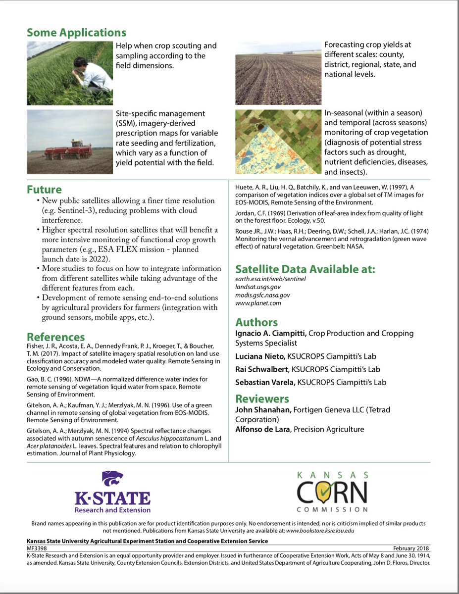 ICiampitti's tweet photo. #KSUCROPS UPDATE: New #publication on #Satellite data &amp; #Agronomic decisions. Get it now: https://t.co/GF6mgA2des @kscorn @KStateAgron @KSU_PrecisionAg @KState_RSCAD @KStateRschExtn @SIIL_KSU https://t.co/5jIqnT04fG
