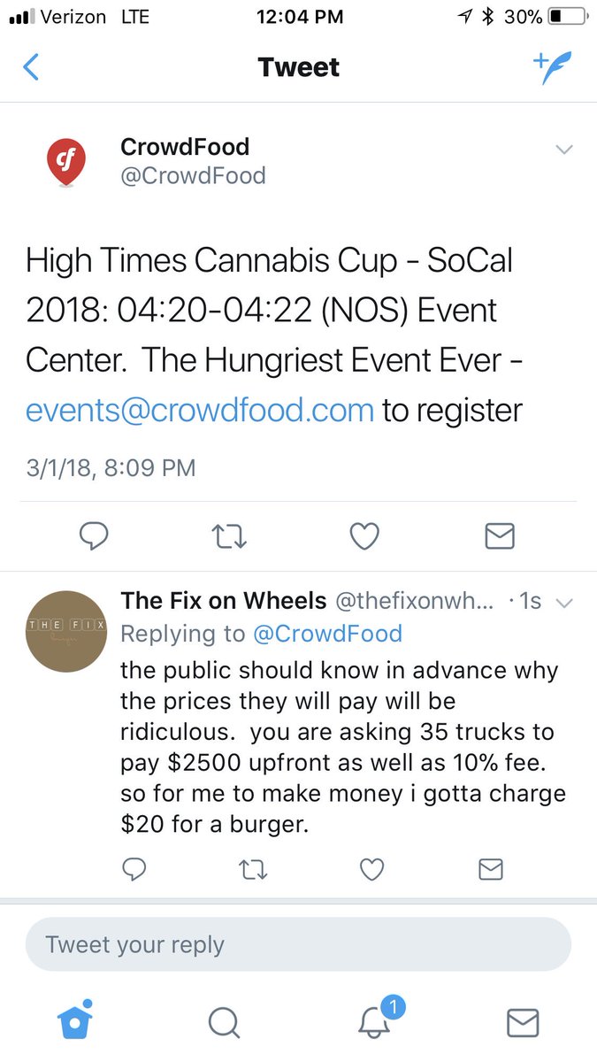 thefixonwheels's tweet photo. Here’s the math guys. Want to know why you will get raped for food at Cannabis Cup in San Bernardino? @crowdfood wants to charge an insane amount of money so we either have to rape the customers or do this shit for free. #thefixonwheels #cannabiscup #crowdfood #driveforfairness https://t.co/eG7geq4j4M