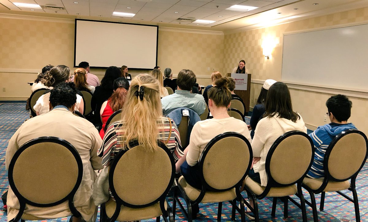 ElonIndia's tweet photo. @elonuniversity senior Kim Byrne is presenting on #ethnic influences in #deathpractices in #Thai spirit cults to a packed room in the third #undergraduateresearch #panel here at #SECSOR2018 👻👹💀@ElonReligion https://t.co/kfntrlkA3T