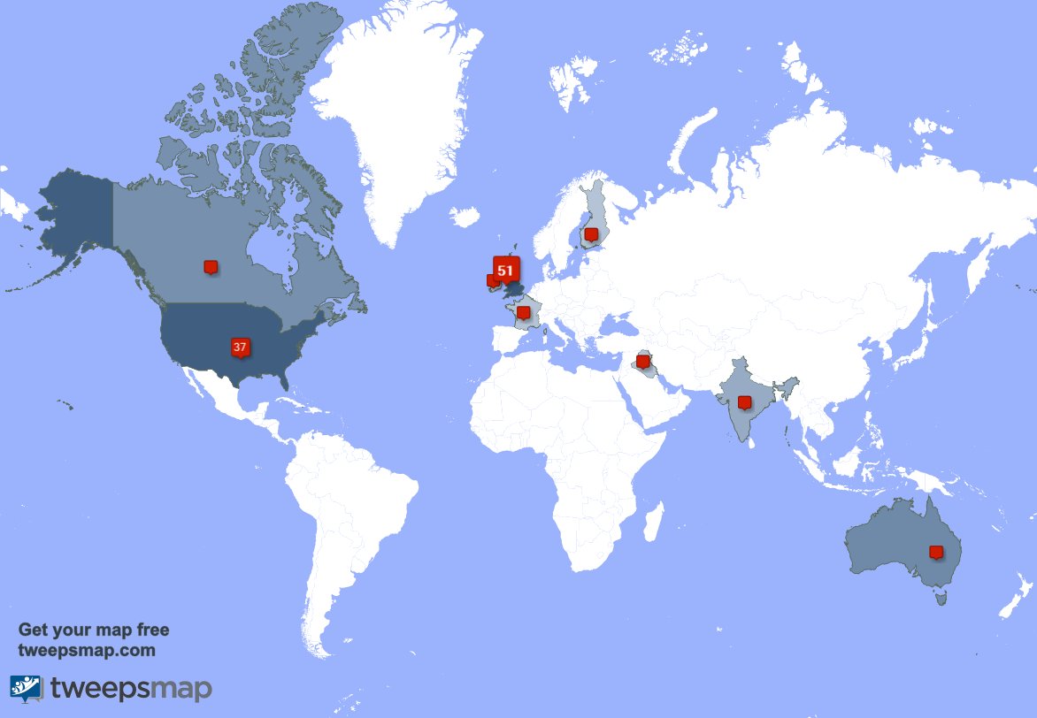 markjonesauthor's tweet photo. My followers live in UK. (49%), USA(36%)... Get your map: https://t.co/Gs8Msj0zHh https://t.co/WMjhLnIpoi