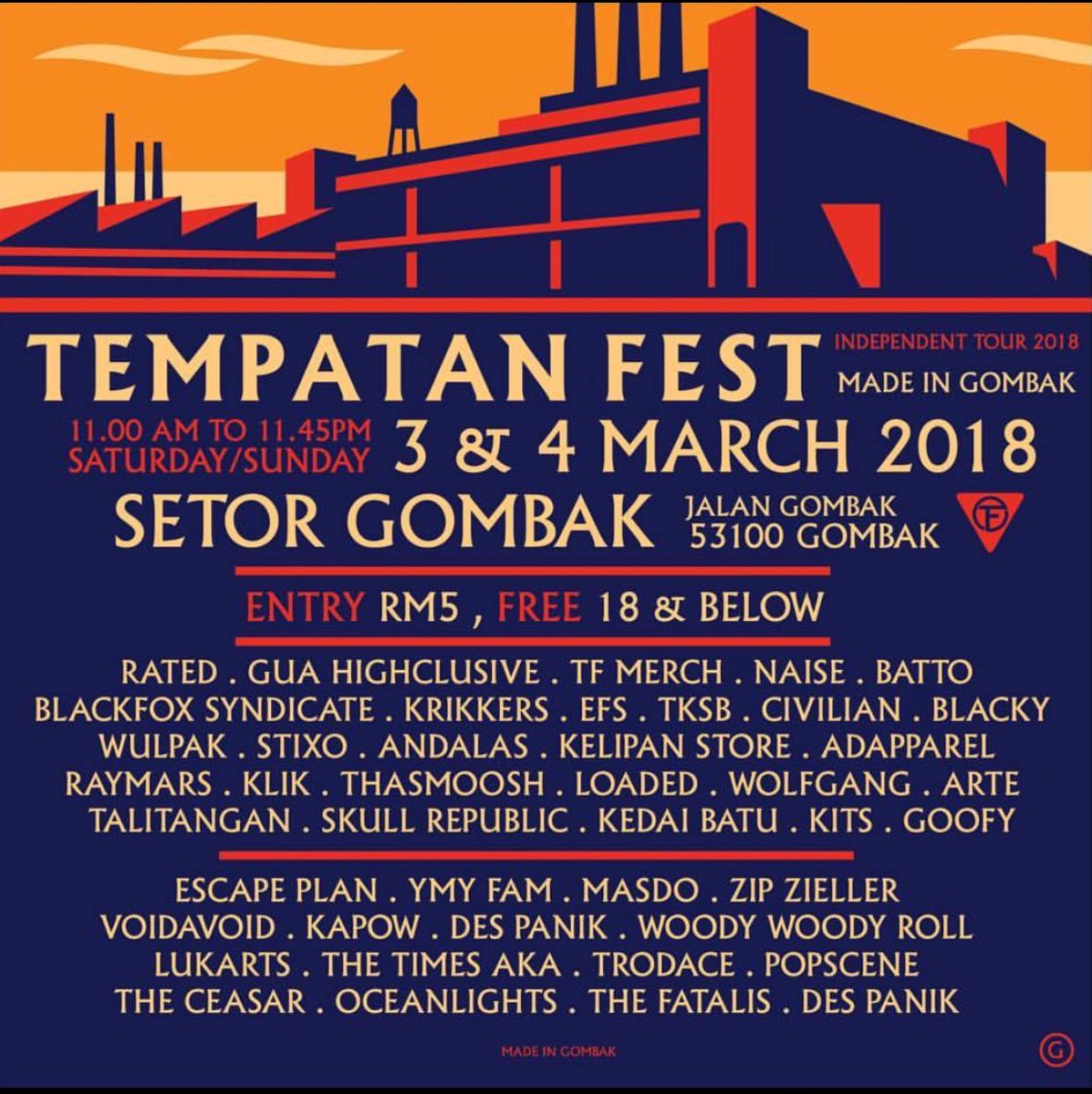 Jenn_Thompson's tweet photo. #SELANGOR TODAY March4 TEMPATAN FEST 11am-1145pm SetorGombak #GOMBAK ft. @Escapement @officialYMYFAM @KugiranMasdo @ZipZieller66 @voidavoidband @kapowMY @DesPanikBand @woodywoodyroll @lukartsmusik #TheTimesAKA @Trodace #Popscene #TheCeaser @oceanandlights #TheFatalis https://t.co/Ng56yhaQyw