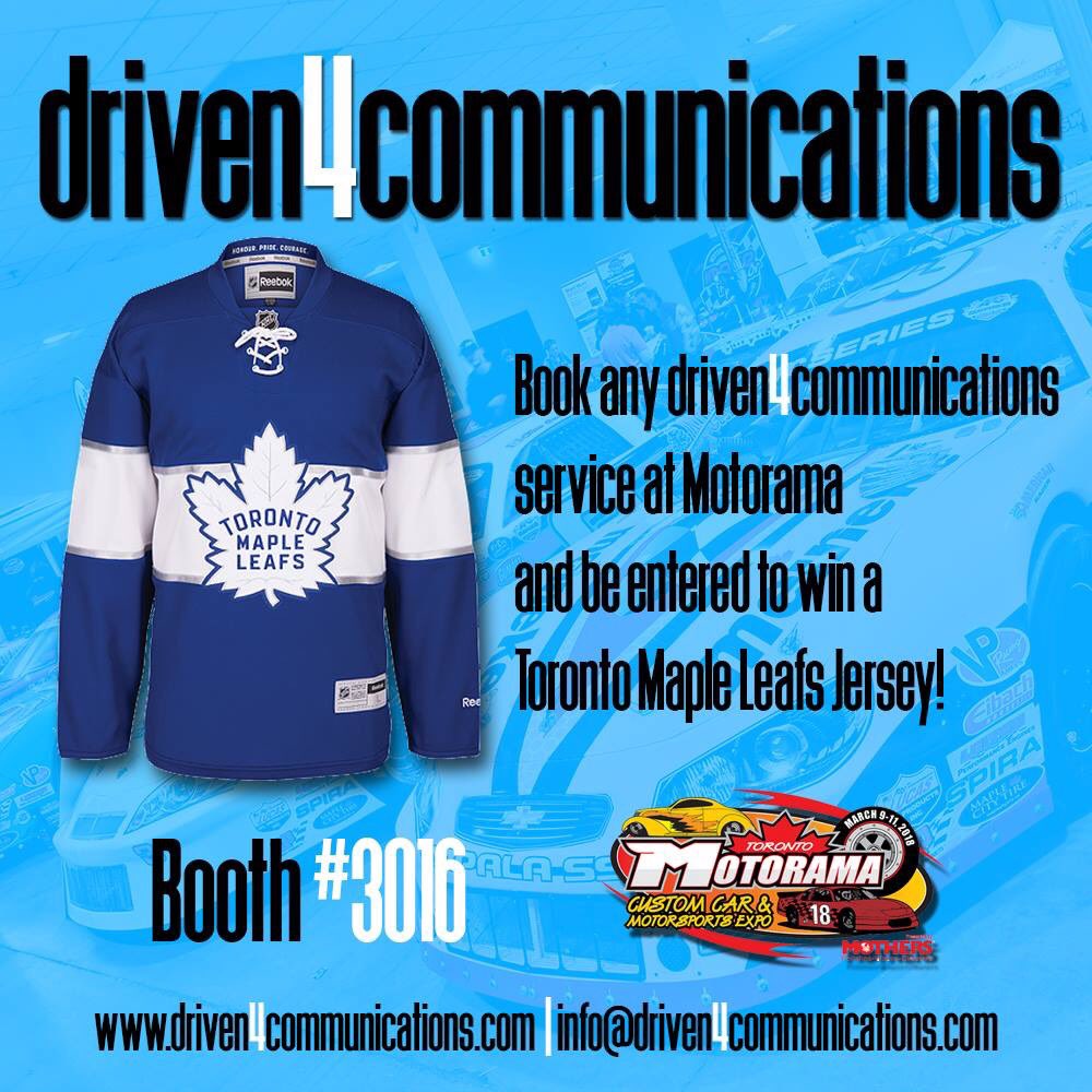 driven4comm's tweet image. Book any driven 4 communications service at Motorama and be entered to win a Toronto Maple Leafs Jersey!

Send us a message if you want to book an appointment to go over our services!