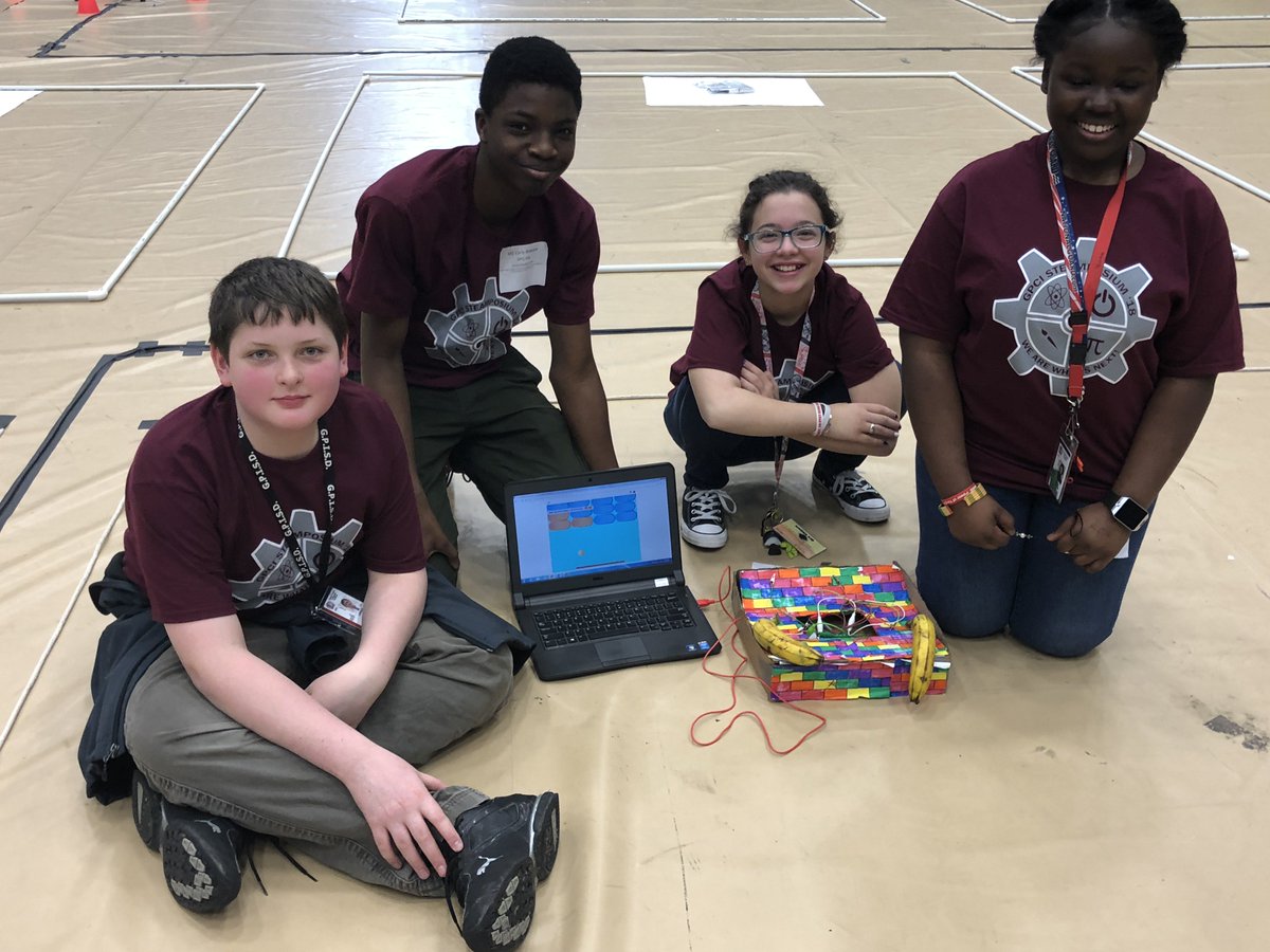 Middle School scholars in GPISD spent the morning designing their own arcade game. Their games will be accompanied by a team built controller that uses the MakeyMakey and built with recycled materials! #GPISDSTEM #GPISD #IAMGPISD