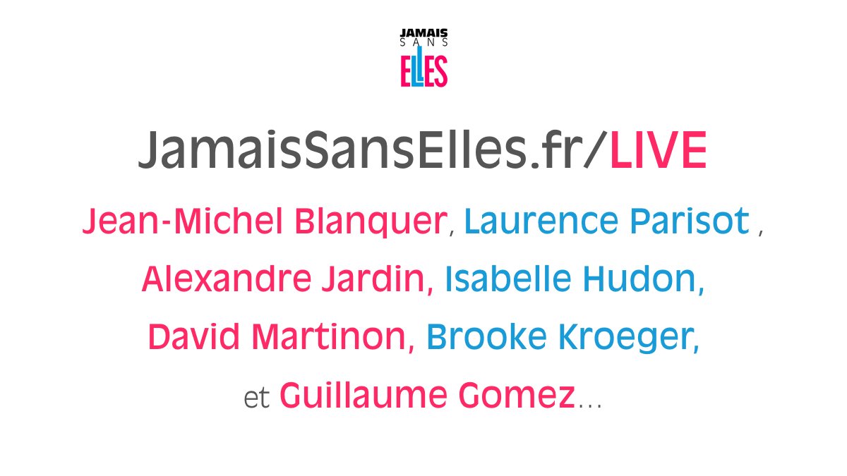 JamaisSansElles's tweet photo. ⚡️💃🏽🎩 Première émission live de #JamaisSansElles avec @jmblanquer @laurenceparisot @AlexandreJardin @HudonIsabelle @ggomez_chef @brookekroeger @david_martinon… https://t.co/sklvKyiL3c  
▶️ 5 mars à partir de 18h30 #8mars https://t.co/qhPif7WlgT