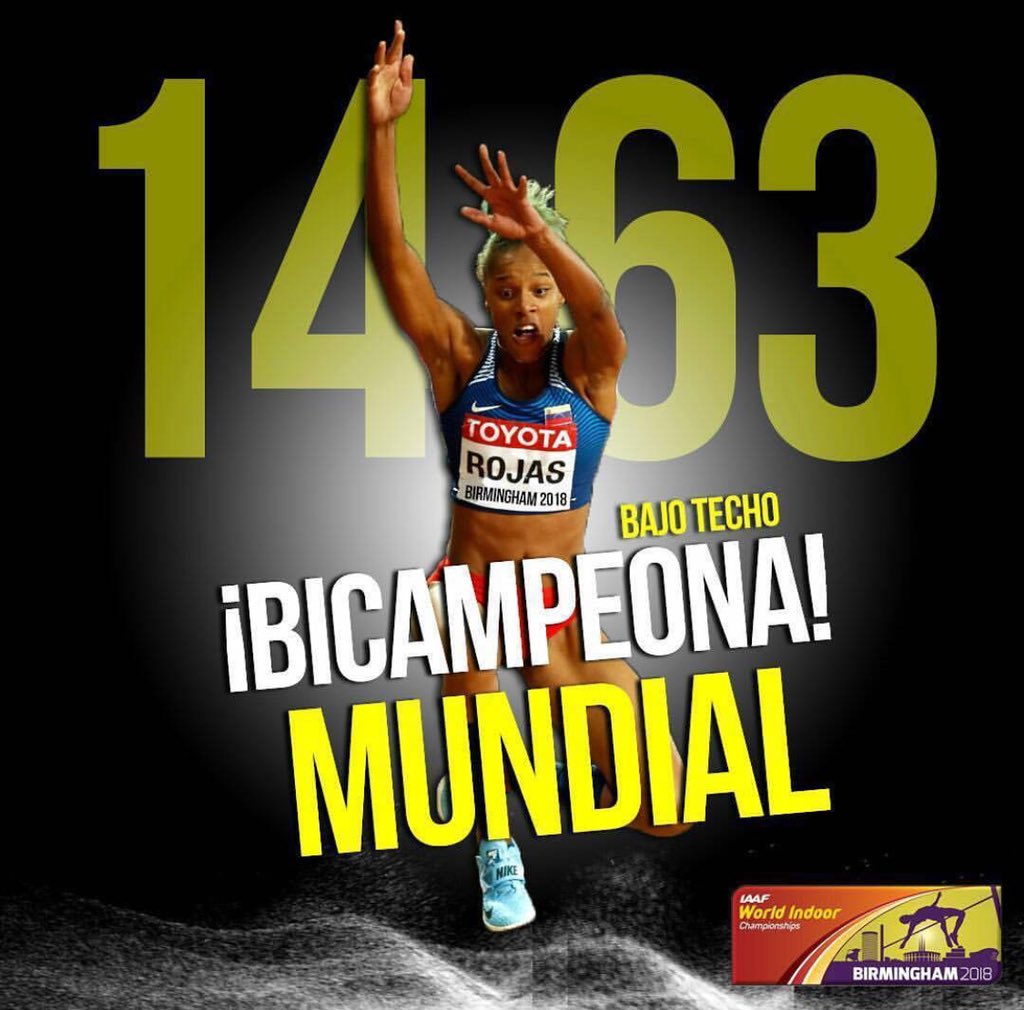 maperezpirela's tweet photo. ¿Cómo se debe hablar de nuestra Venezuela en el extranjero? La respuesta la dio hoy #YulimarRojas en #Birmingham2018 coronando a nuestra Patria como bicampeona mundial en triple salto...!

Mundiales de Atletismo https://t.co/3piBHiAiE8