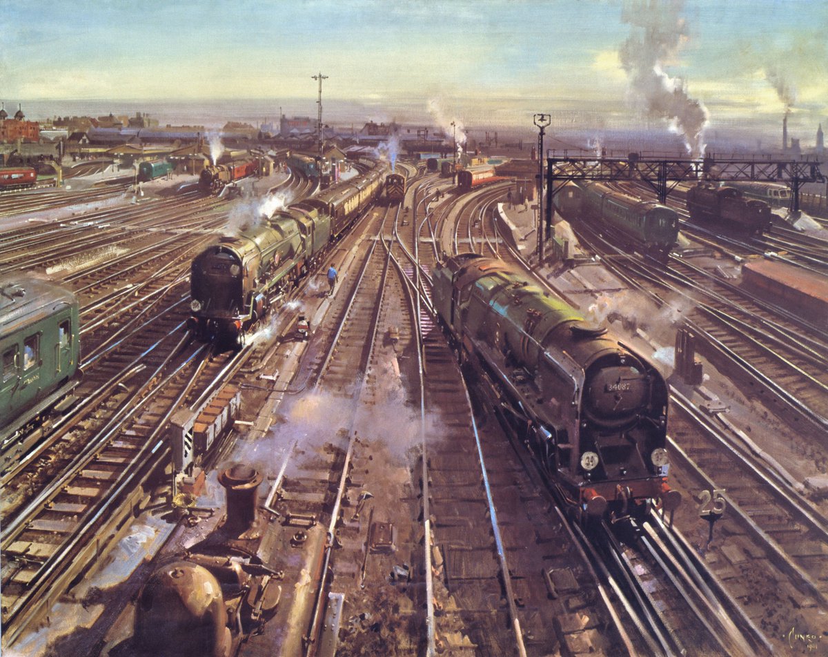 sciencemuseum's tweet image. The world’s greatest railway artist is celebrated in our latest free exhibition,  #PaintingPower: The Art of Terence Cuneo now open at @UniOfHull for @2017Hull 🚂🖼️ #Hull2017 bit.ly/2z1dzbj