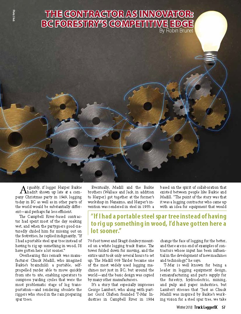 truckloggerBC's tweet photo. "Frankly, without grassroots innovation, I don't see how we can achieve meaningful growth." - Robin Brunet and Harper Baikie in The Contractor As Innovator: BC Forestry's Competitive Edge - https://t.co/IMfJJ2QYio #TruckLoggerBC #BCForestry #BCLoggers https://t.co/9TeULwogDH