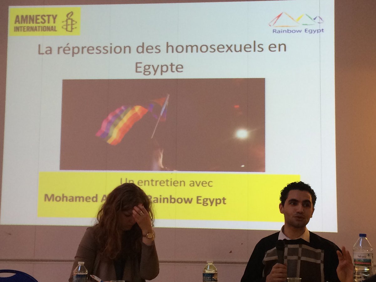#droits humains  #Egypte Mohamed Alborghi de Rainbow Egypt fait un rappel de la répression dont sont victimes les homosexuels , accusés de 'débauche  dans des parodies de procès