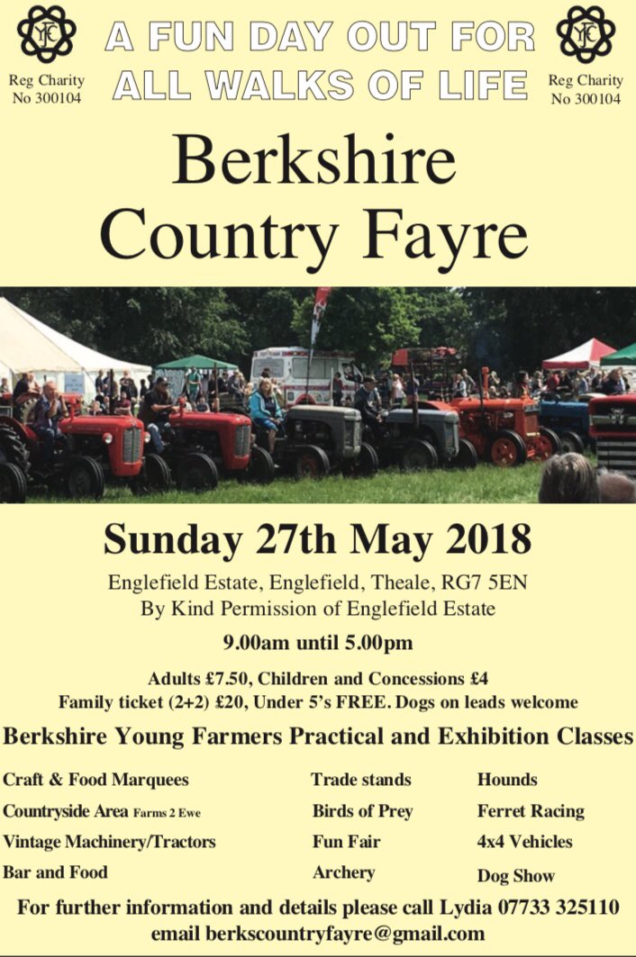 Please share/retweet this post and save the date *Berkshire Country Fayre 27th May at Englefield Estate* #yfc #countryfayre