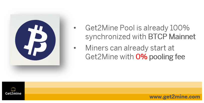 Get2Mine's tweet photo. BTCP chain is already online. Block rewards are already distributed to miners. We at Get2Mine already have everything ready and you can already start mining with us
#BTCP #ZEC #ZCL #Get2Mine #cryptocurrencies #miningpool #mining #equihash https://t.co/ACdhu5r4C9